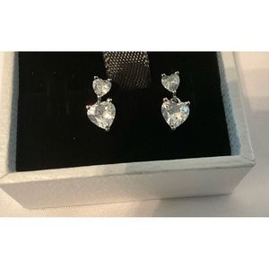 Pandora double heart dangle earrings